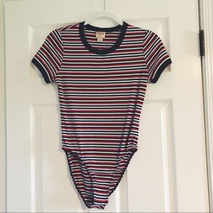 Red, White, & Blue Striped Bodysuit